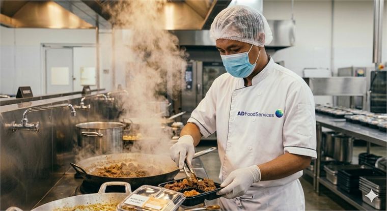 ADFS chef plating meals in production kitchen